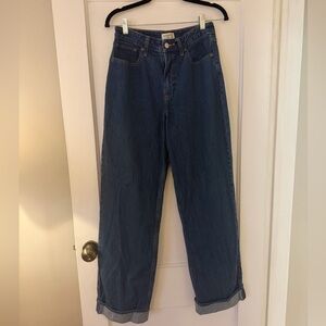 Abercrombie & Fitch Dark Blue Curve Love High Rise Loose Women's Jeans